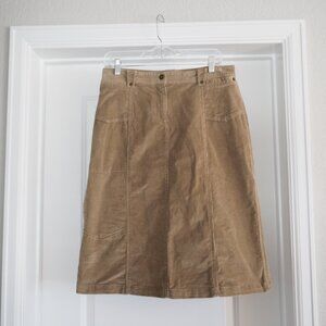 Vintage Woolrich Beige Corduroy Midi Skirt Sz 10 98% Cotton 5 Pockets Western